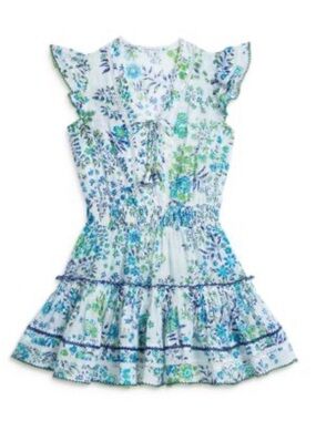 Poupette St. Barth Mini Dress Anais sz 12 girls cotton summer ruffle $195 blue
